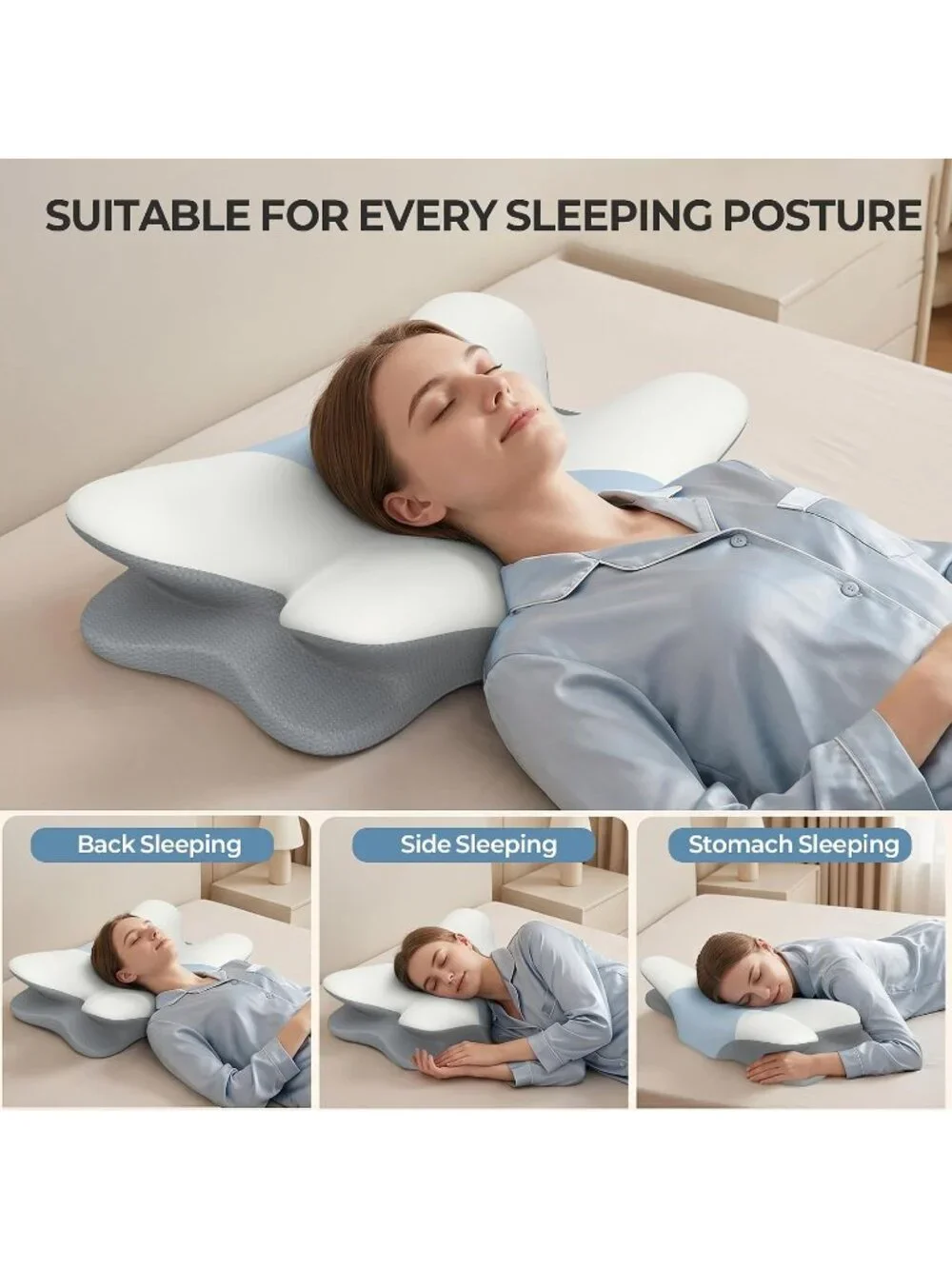 〽️Cervical Neck Pillow Contour Memory Foam Ergonomic Pain Relief Sleeping